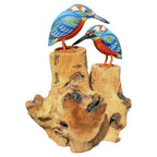 Teak Root Wood Double Kingfisher Sculpture