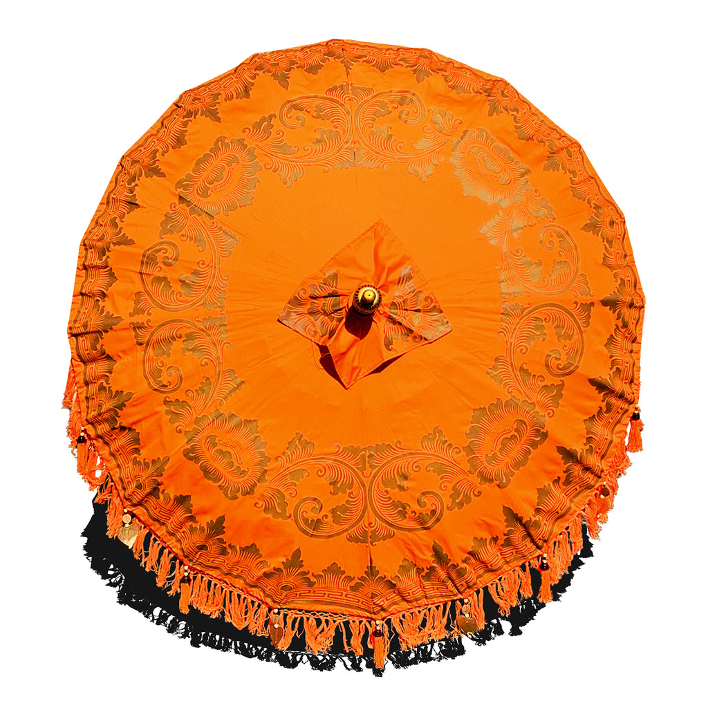 Orangefarbener und goldener Bali-Sonnenschirm, 2 m