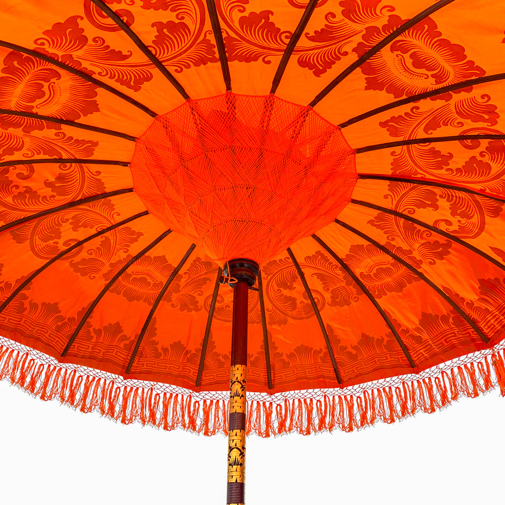 Orangefarbener und goldener Bali-Sonnenschirm, 2 m