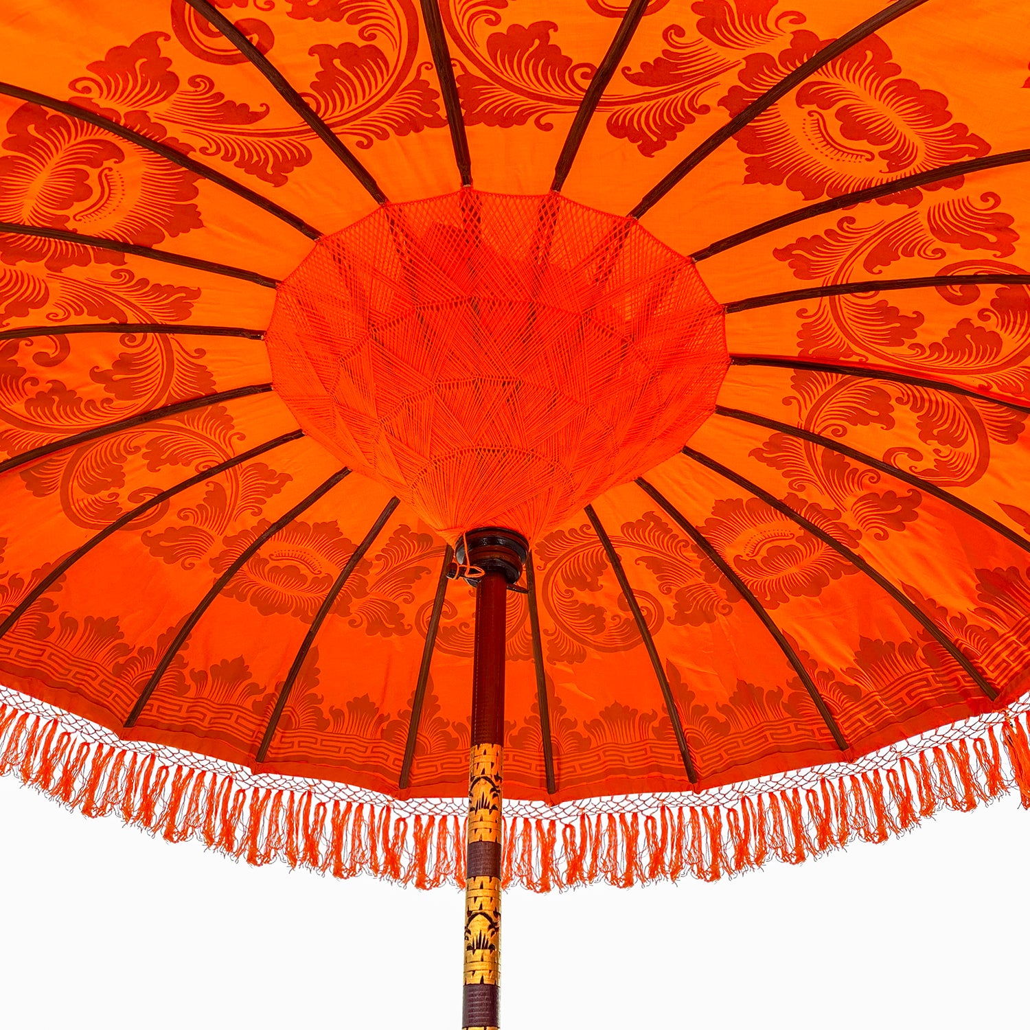 Orangefarbener und goldener Bali-Sonnenschirm, 2 m