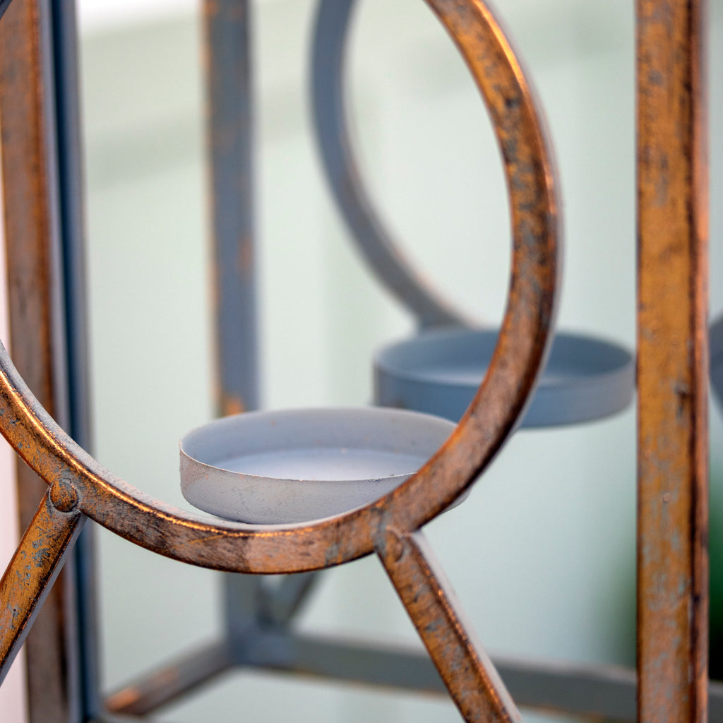 Antique Gold Mirrored Wall Candle Sconce