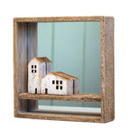 Square Rustic Wooden Houses Wall Mirror