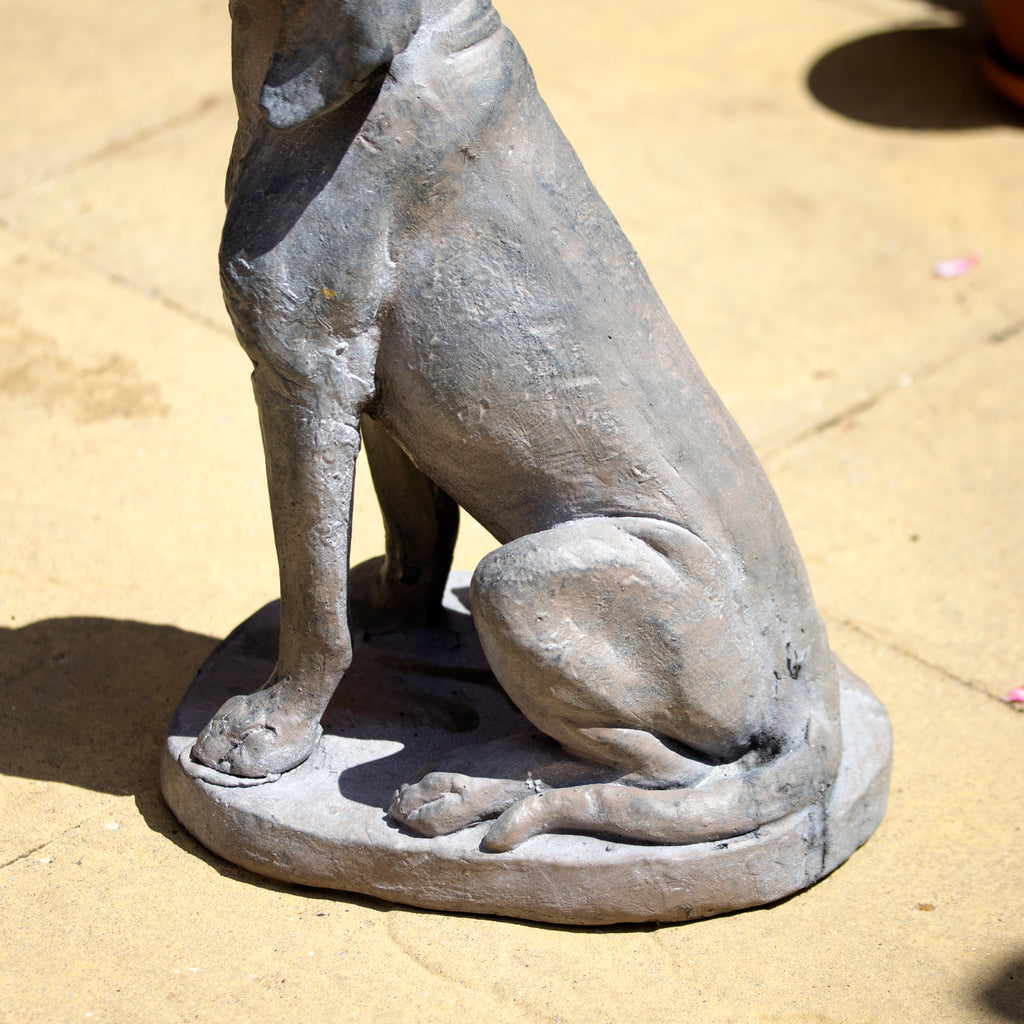 Antique Stone Grey Sitting Hound Garden Statue