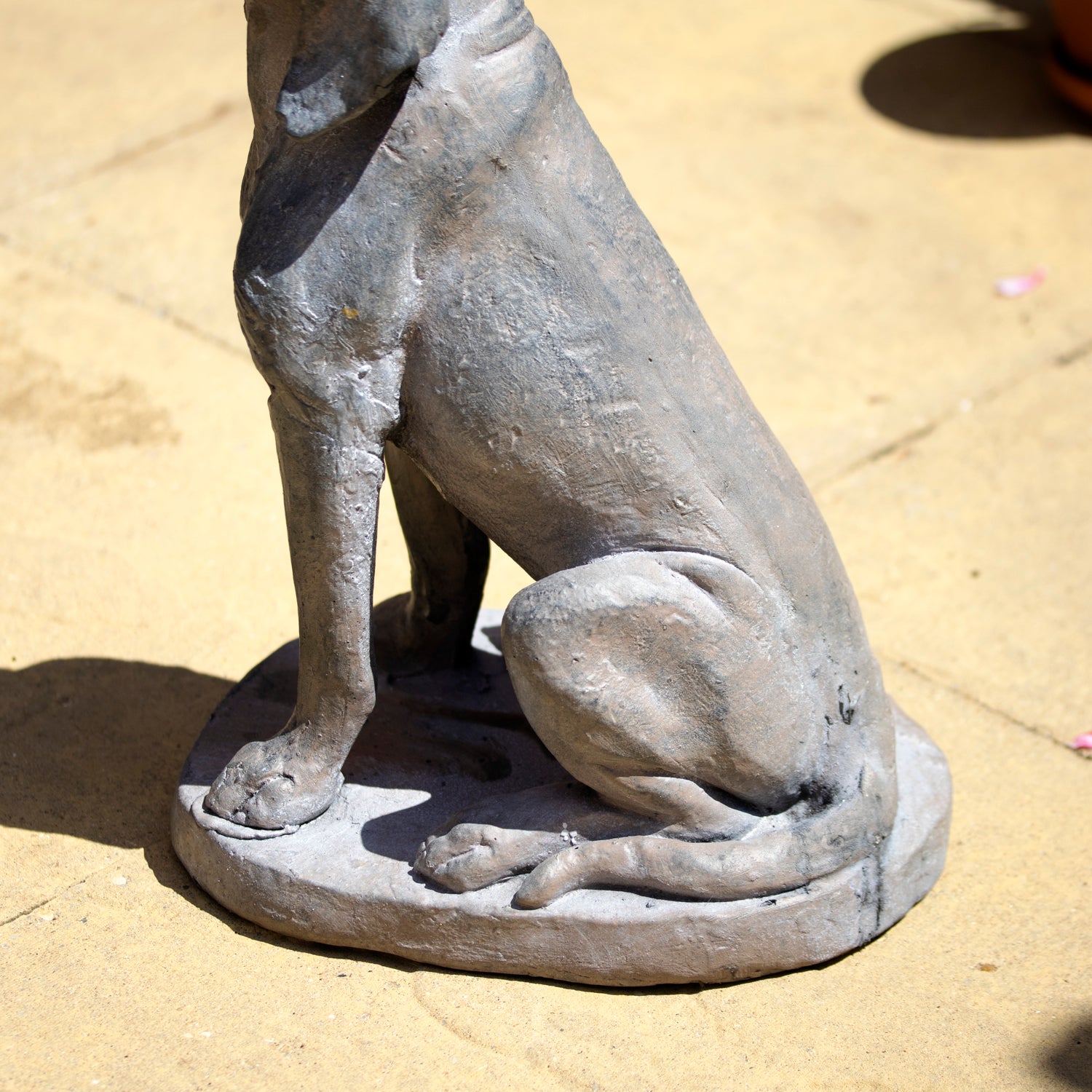 Antique Stone Grey Sitting Hound Garden Statue