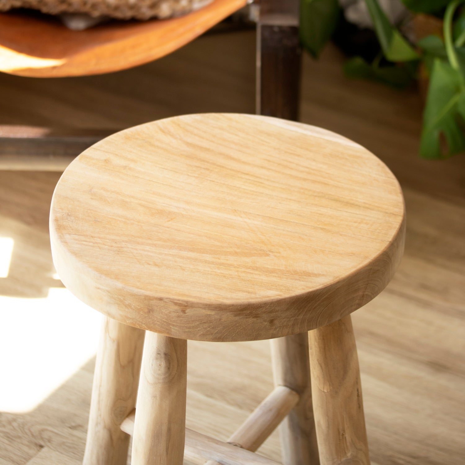 Solid Natural Teak Wood Stool