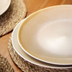 Set Of 4 Beige Reactive Dinner Plates
