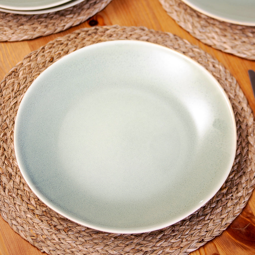 Set Of 4 Green Reactive Dinner Plates