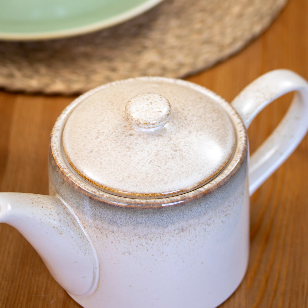 White Reactive Glaze Stoneware Teapot