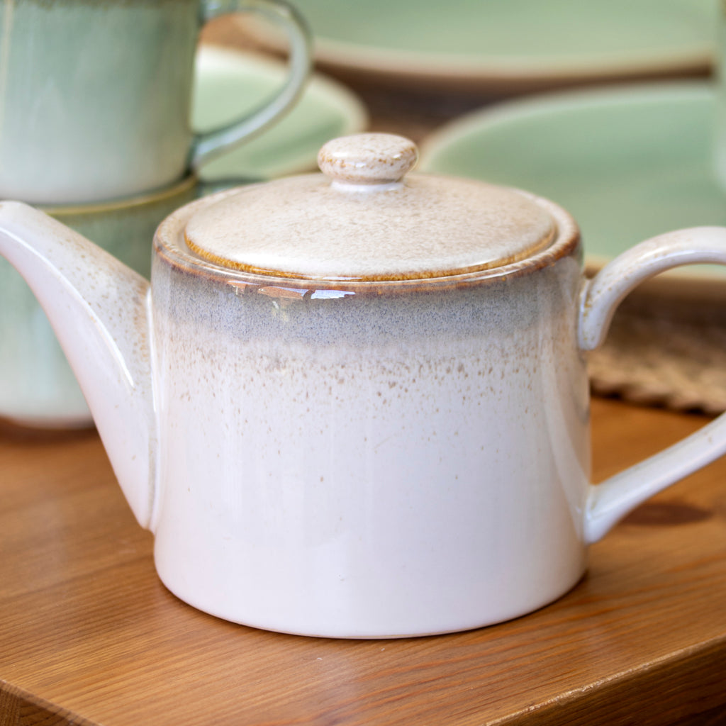 White Reactive Glaze Stoneware Teapot