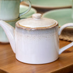 White Reactive Glaze Stoneware Teapot