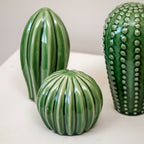 Set Of 3 Green Ceramic Cactus Ornaments