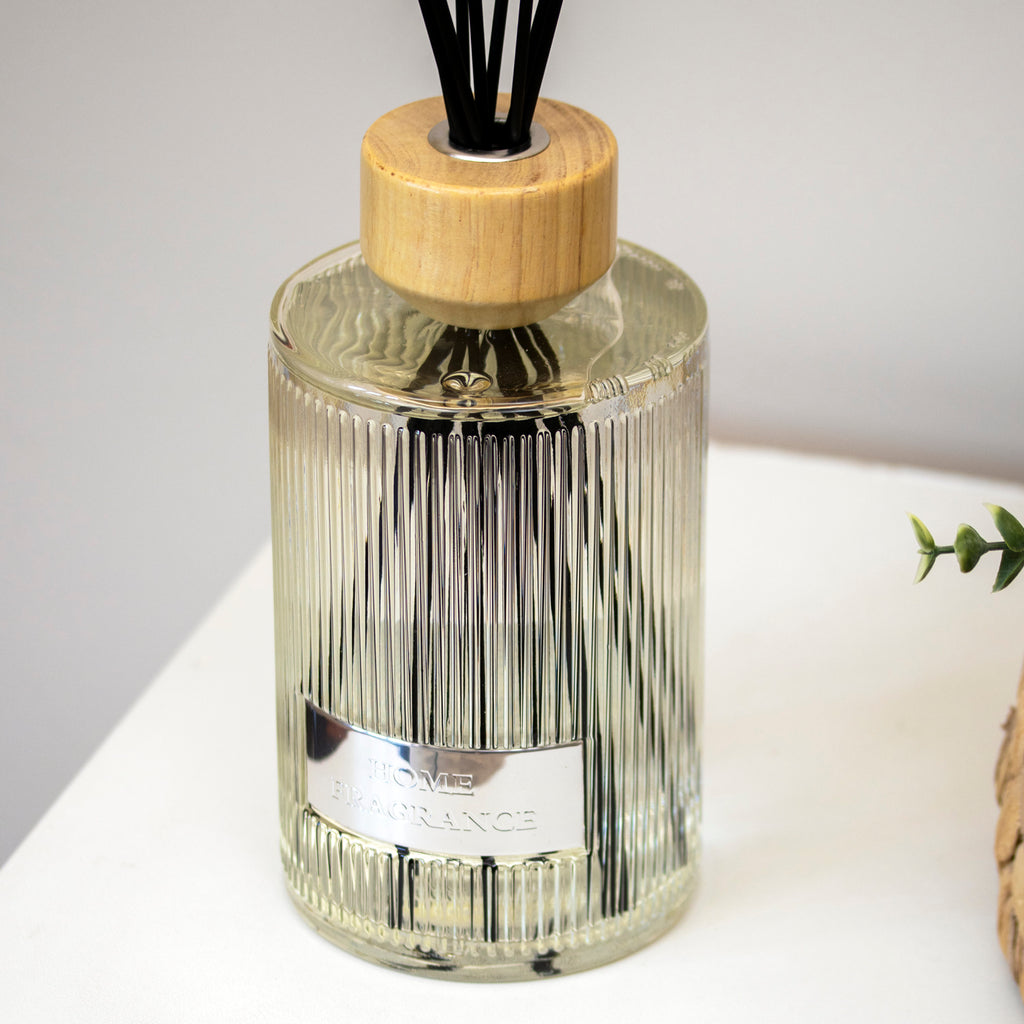 Ribbed Glass 1000ml Warm Cotton Reed Diffuser
