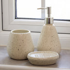 3 Piece White Speckled Bathroom Accessories Set