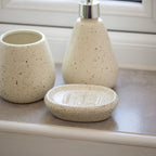 3 Piece White Speckled Bathroom Accessories Set