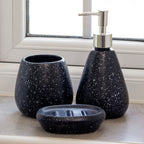 3 Piece Black Speckled Bathroom Accessories Set