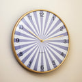 Blue Sunburst Round Wall Clock With Gold Frame
