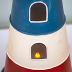 Metal Lighthouse Ornament With LED Candle