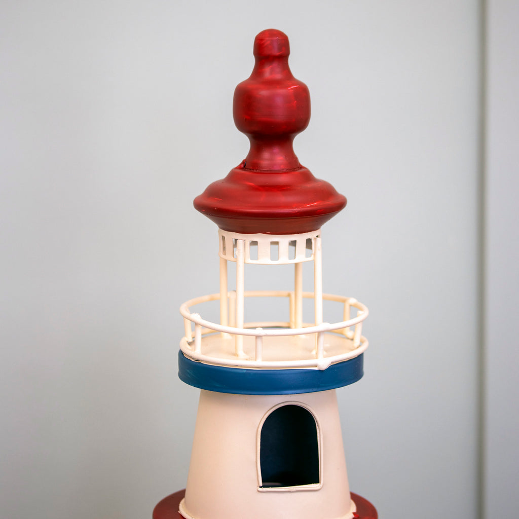 Metal Lighthouse Ornament With LED Candle