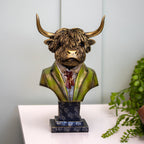 Gentleman Highland Cow Bust On Plinth