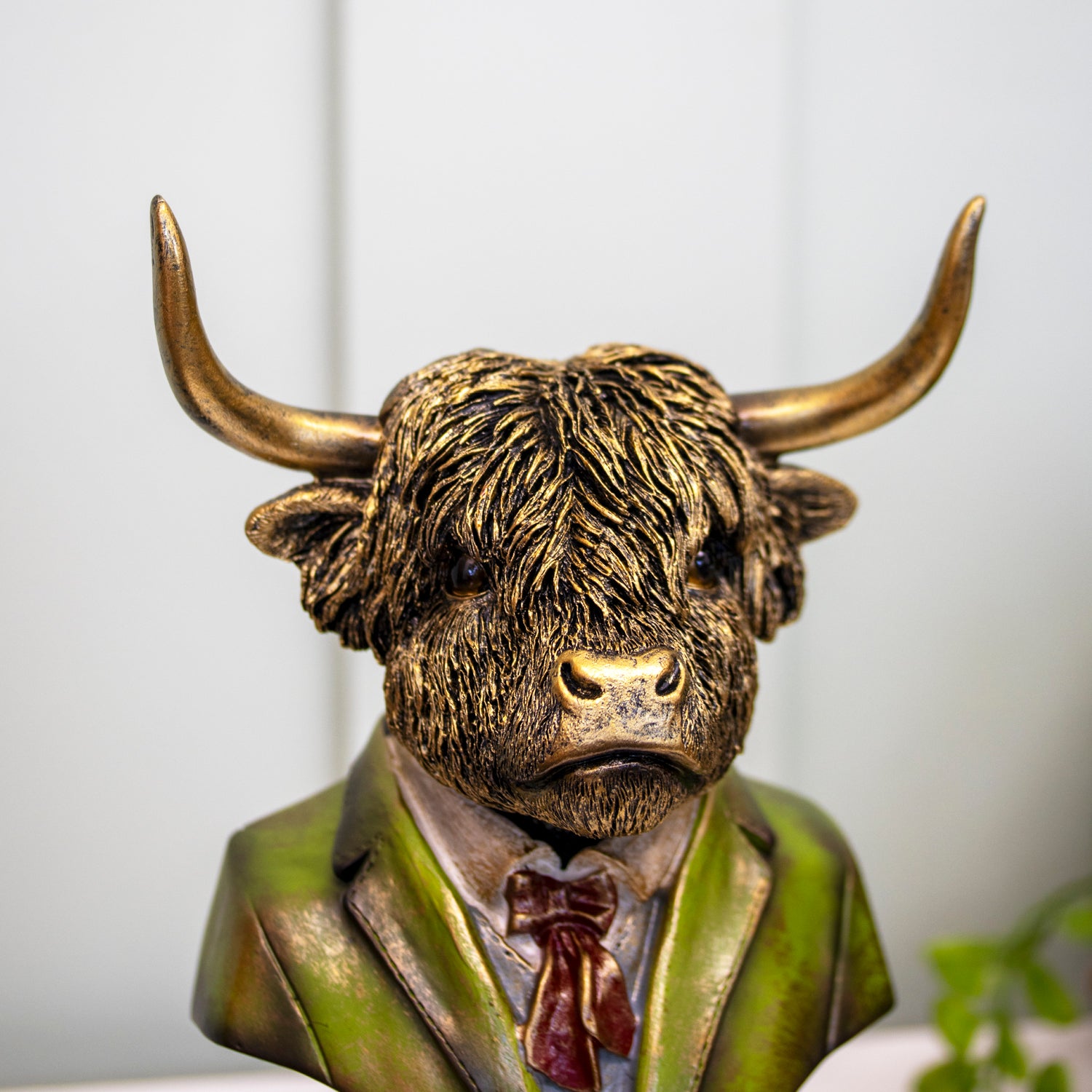 Gentleman Highland Cow Bust On Plinth