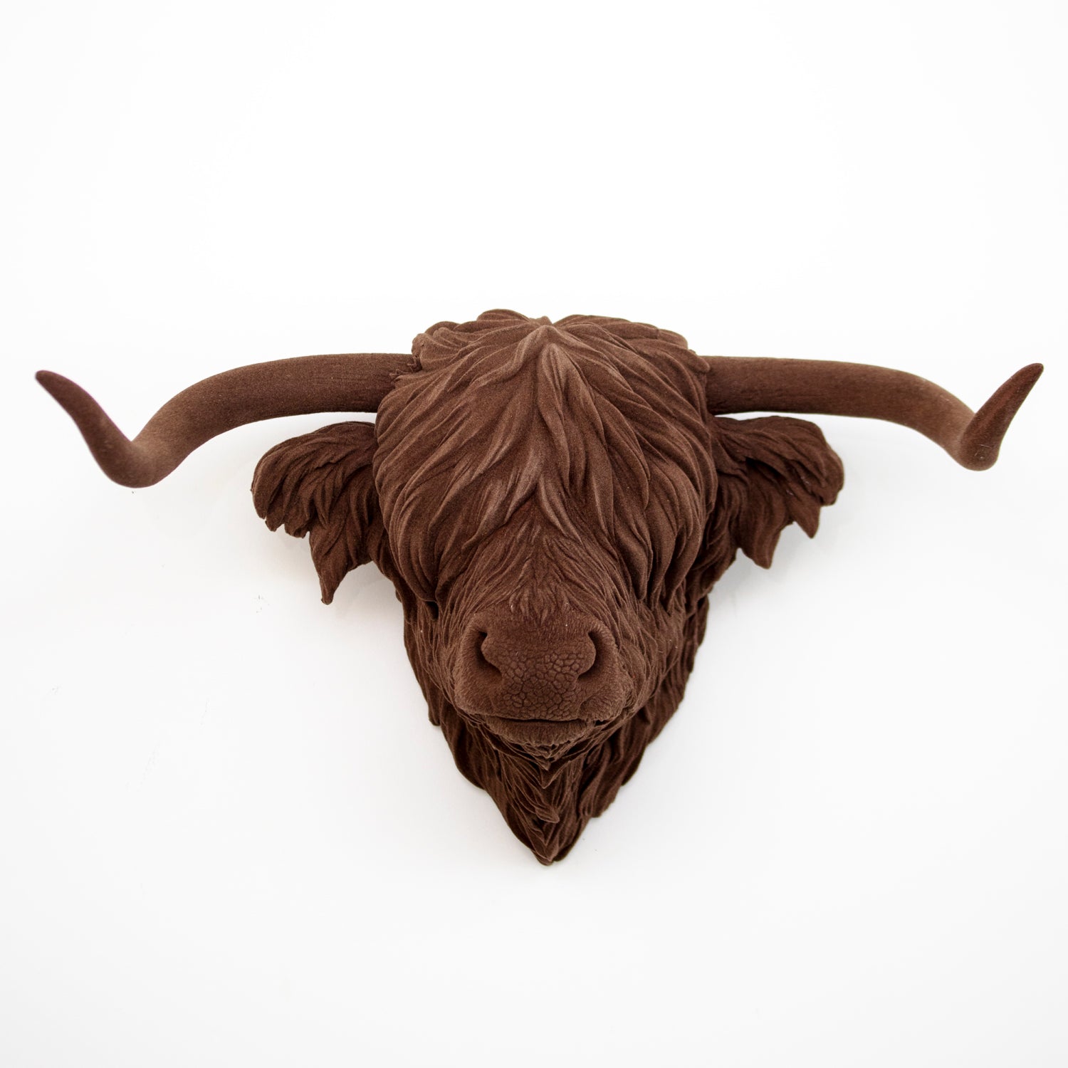 Brown Velvet Highland Cow Head Wall Decor
