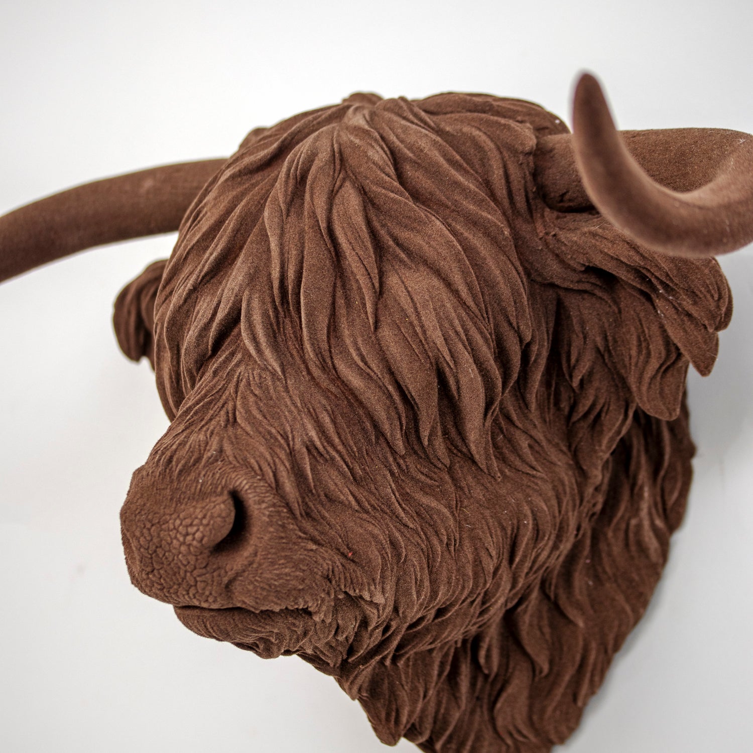 Brown Velvet Highland Cow Head Wall Decor