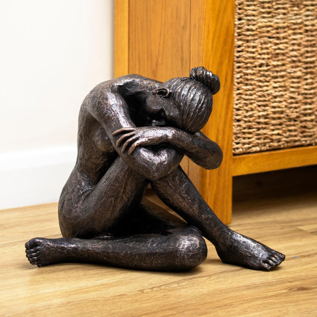 Large Bronze Sitting Woman Sculpture