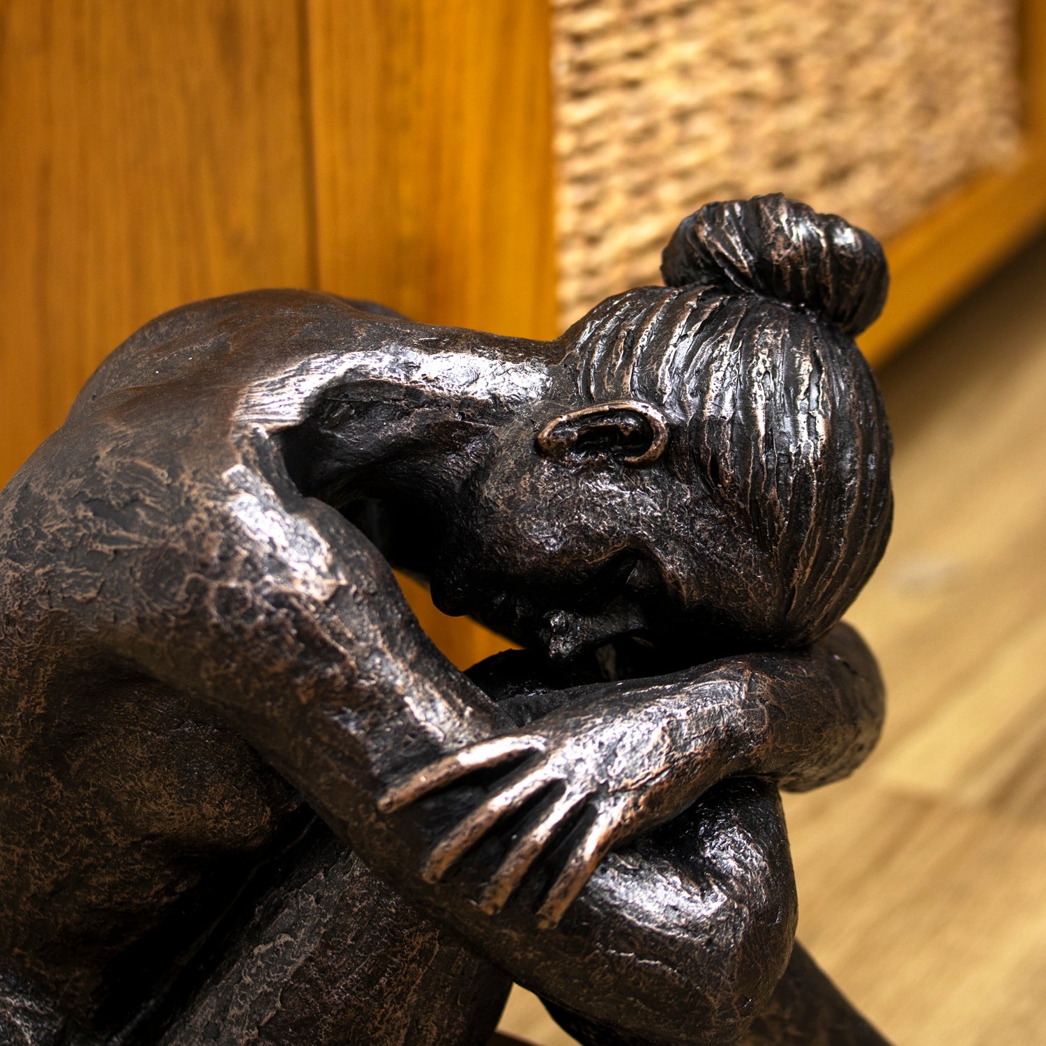 Large Bronze Sitting Woman Sculpture