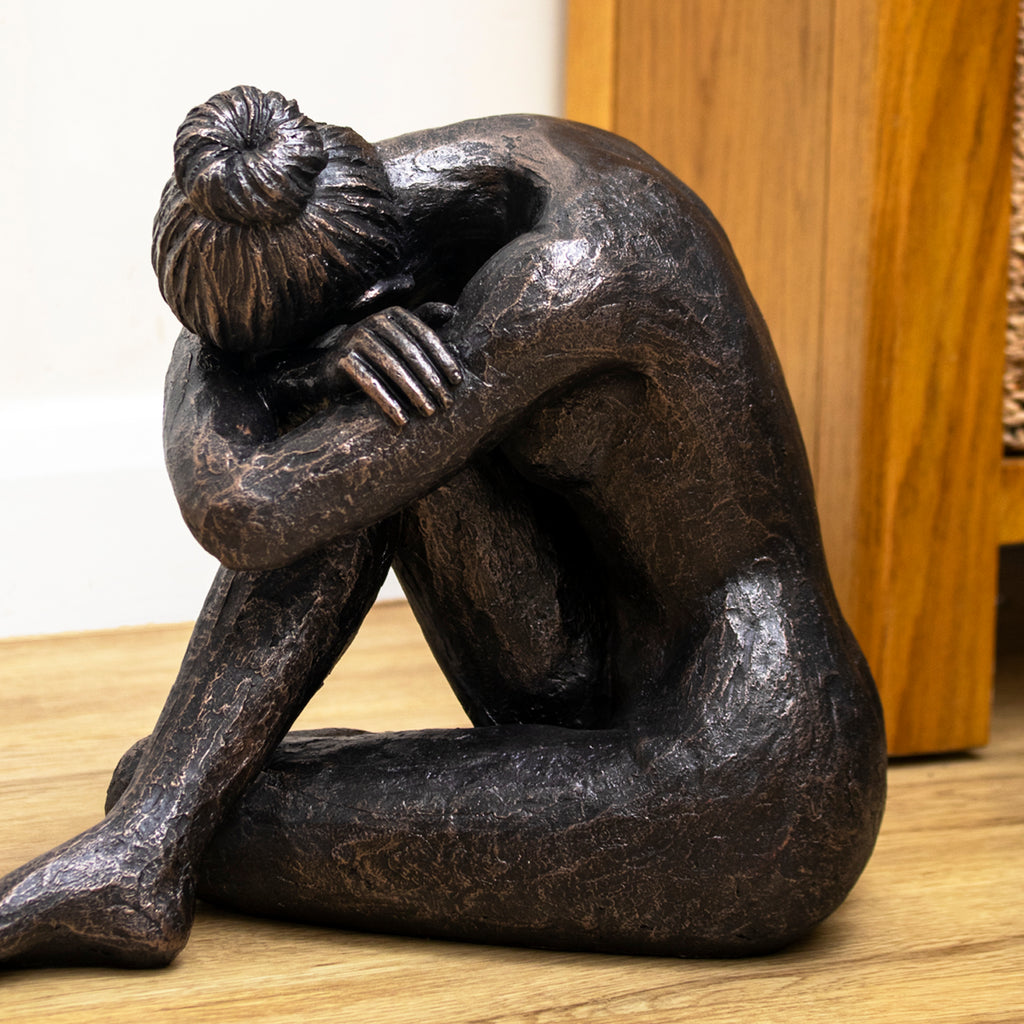 Large Bronze Sitting Woman Sculpture