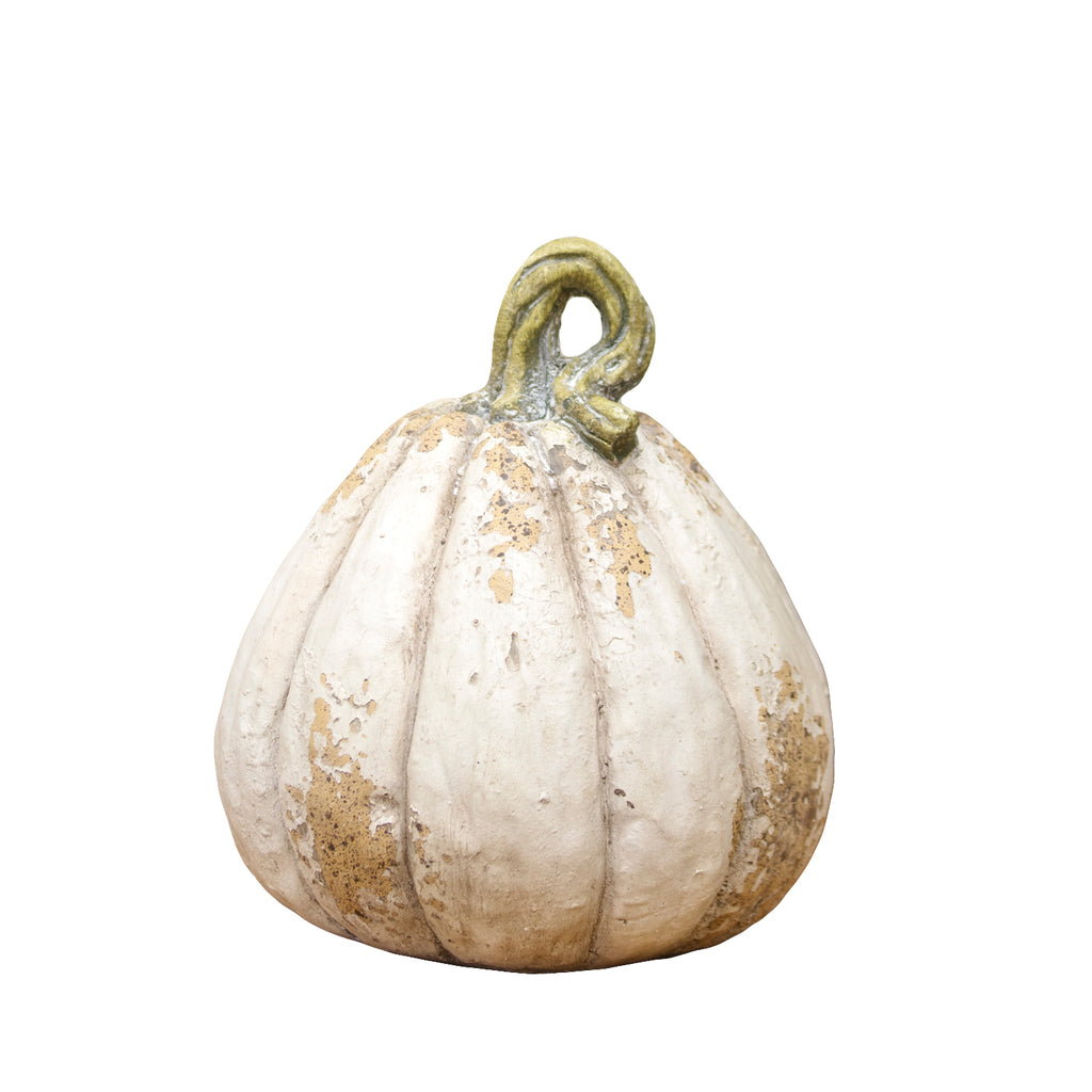 Large Distressed White Pumpkin Ornament