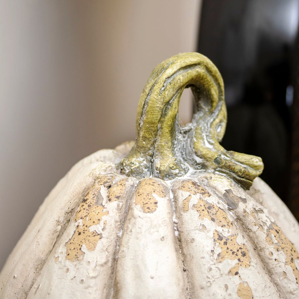 Large Distressed White Pumpkin Ornament