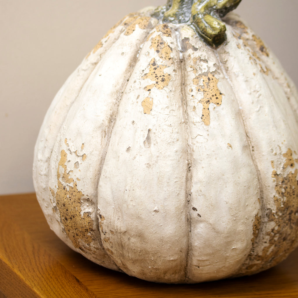 Large Distressed White Pumpkin Ornament