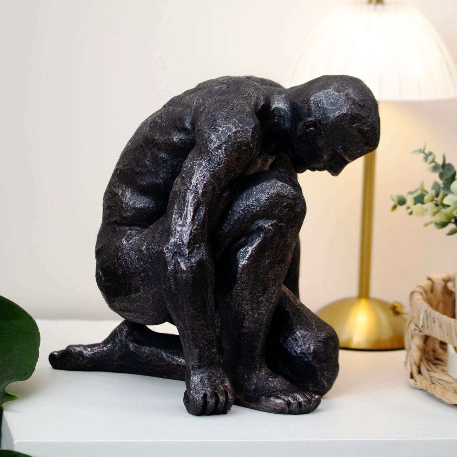 Bronze Kneeling Man Sculpture