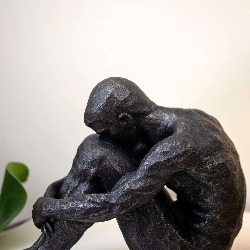 Bronze Sitting Man Sculpture