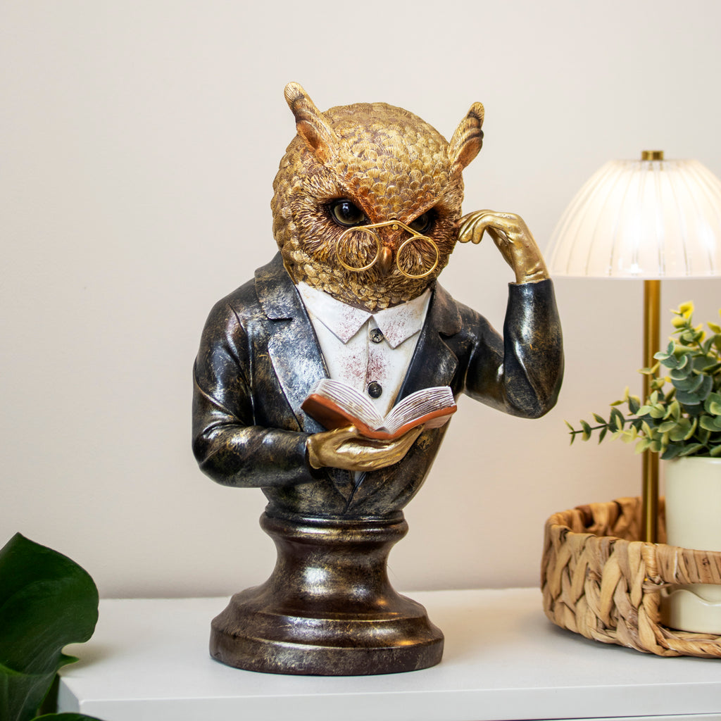 Reading Wise Owl Bust Ornament