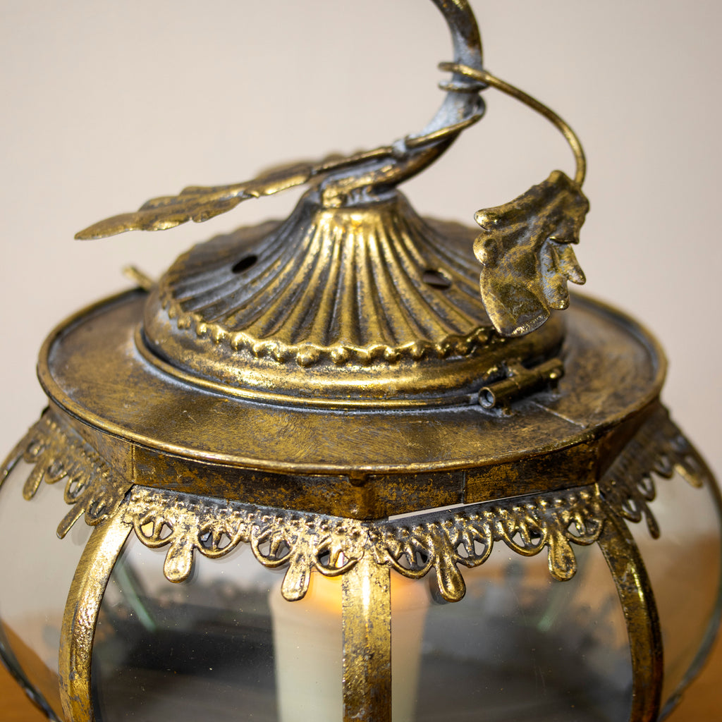 Antique Gold Pumpkin Candle Lantern