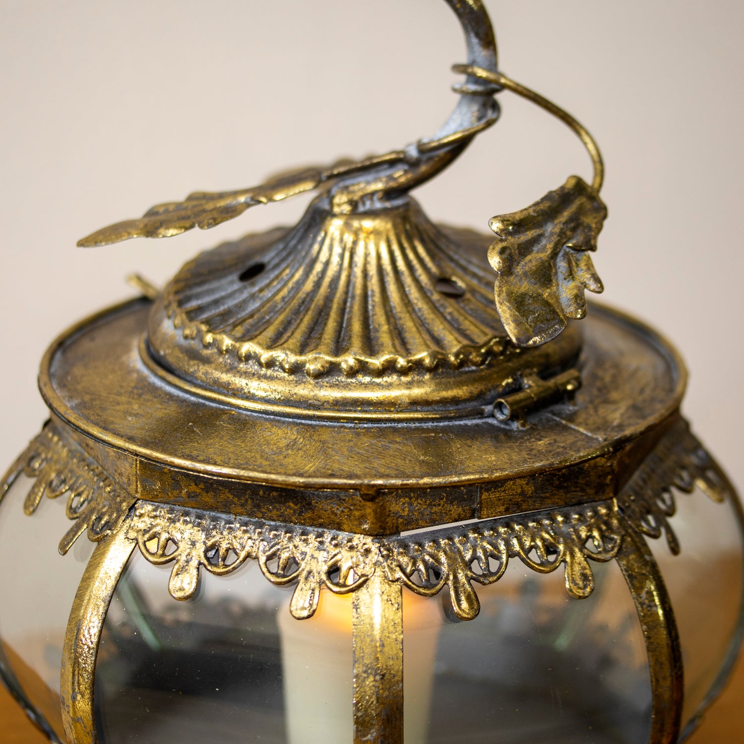 Antique Gold Pumpkin Candle Lantern
