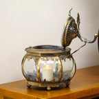 Antique Gold Pumpkin Candle Lantern