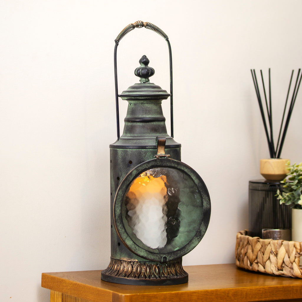 Antique Verdigris Railway Candle Lantern