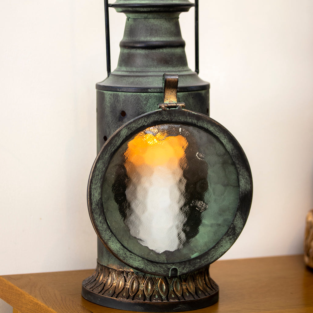 Antique Verdigris Railway Candle Lantern