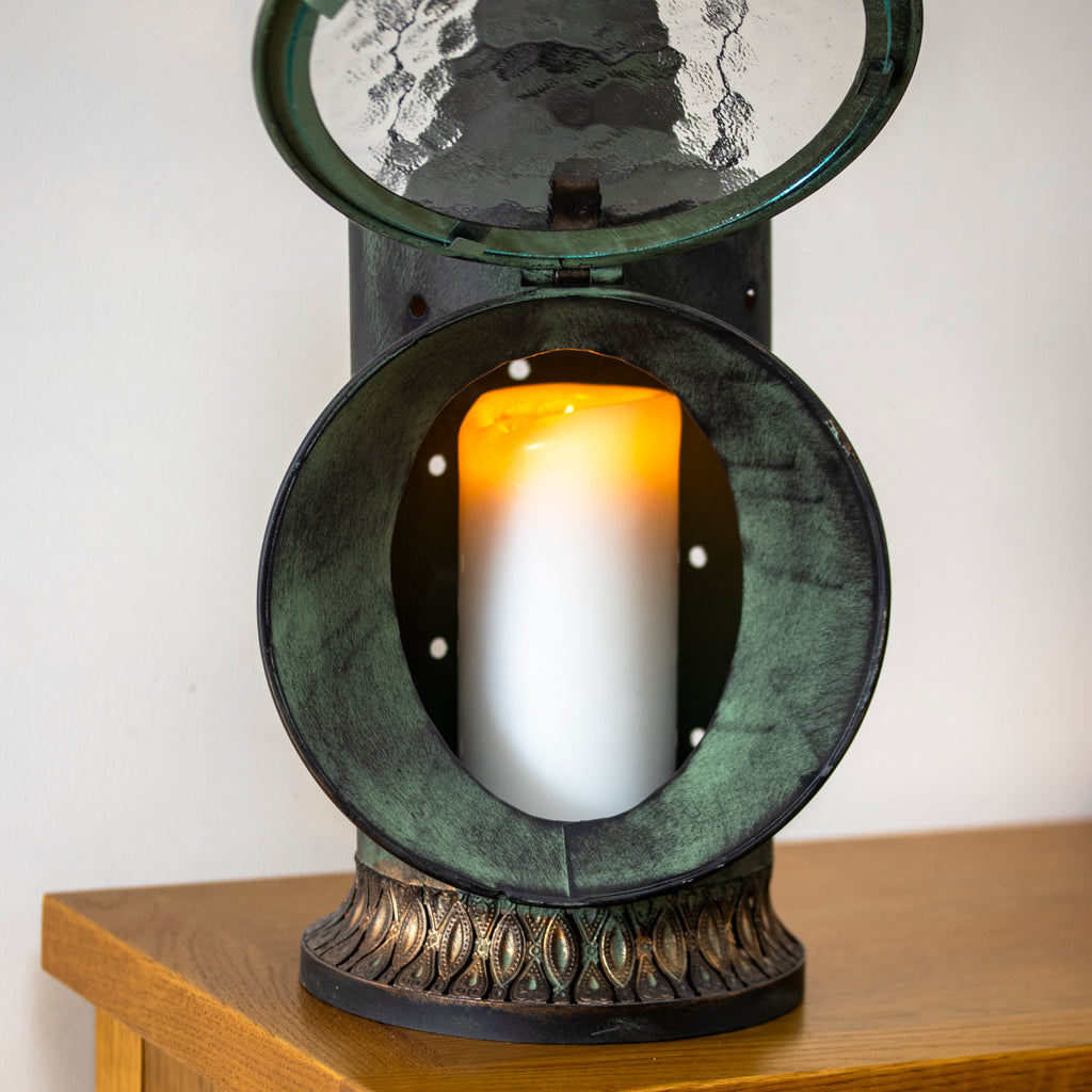 Antique Verdigris Railway Candle Lantern