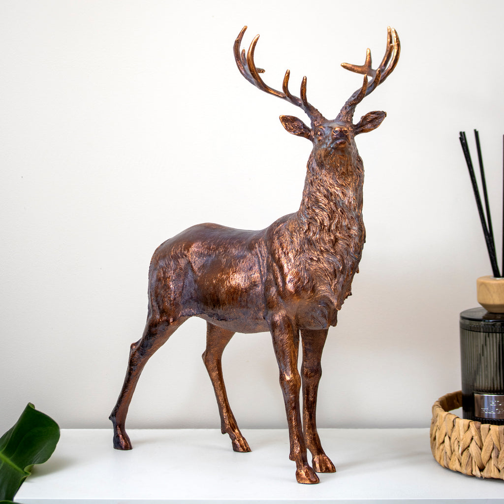 Bronze Effect Stag Sculpture