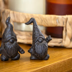 Set Of 2 Mini Cast Iron Gnome Ornaments