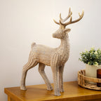 Natural Wicker Effect Standing Stag Ornament