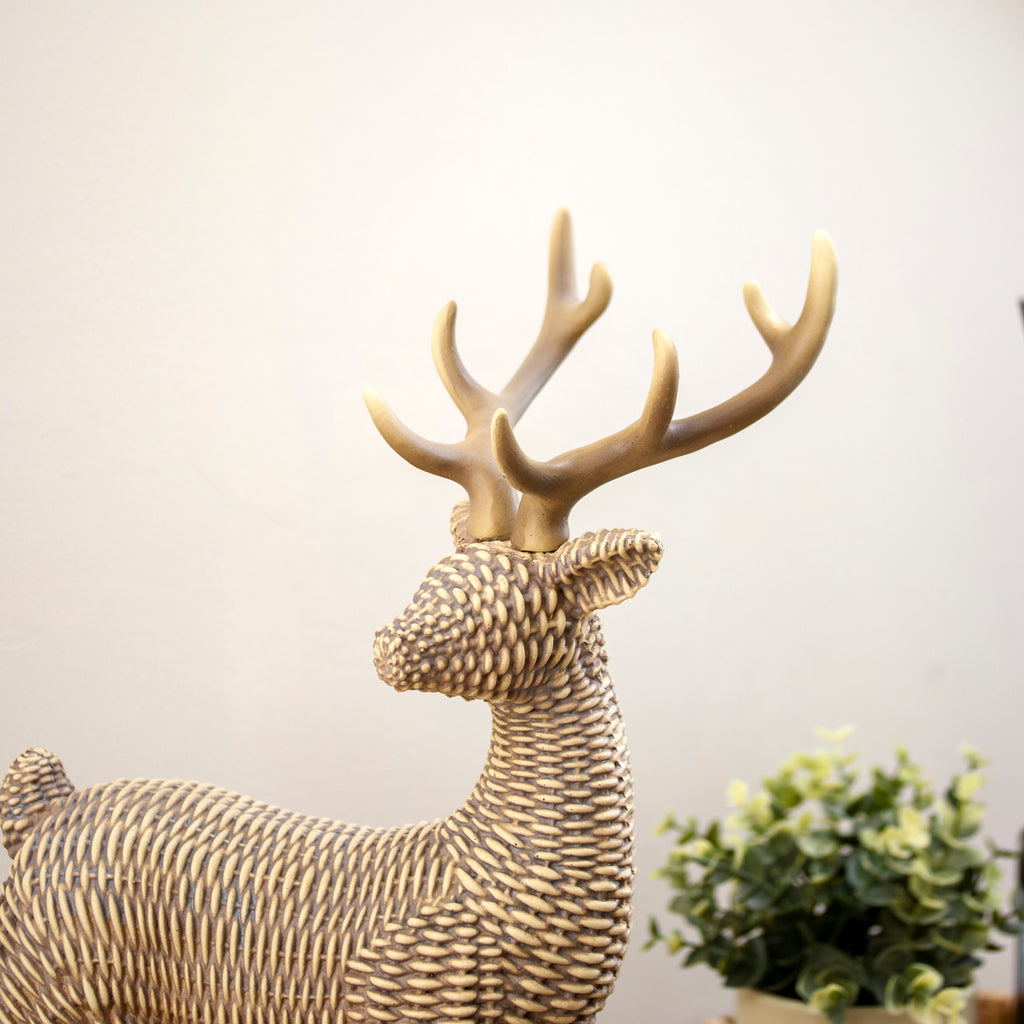 Natural Wicker Effect Standing Stag Ornament