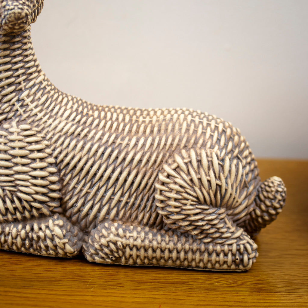 Natural Wicker Effect Lying Stag Ornament