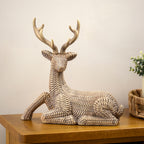 Natural Wicker Effect Lying Stag Ornament