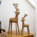 Set Of 2 Natural Rope Effect Stag Ornaments