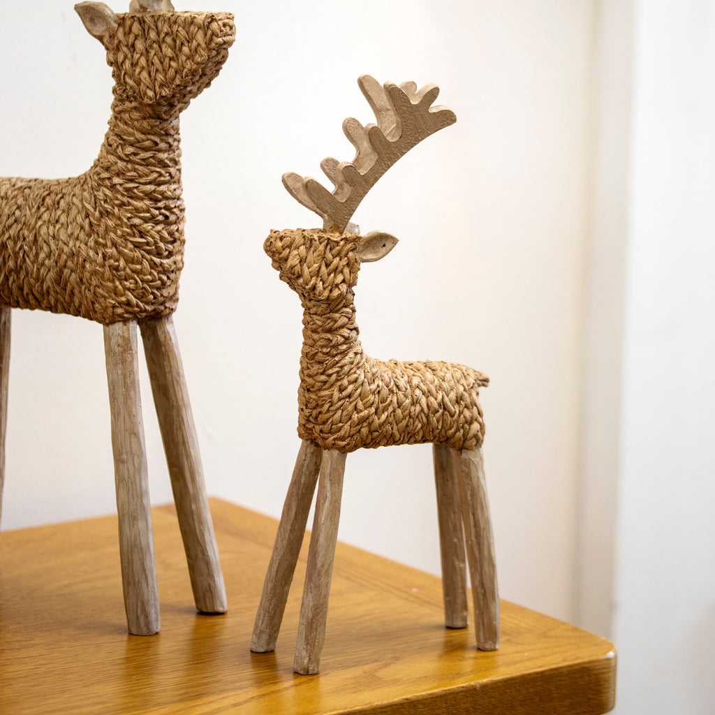 Set Of 2 Natural Rope Effect Stag Ornaments