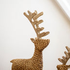 Set Of 2 Natural Rope Effect Stag Ornaments